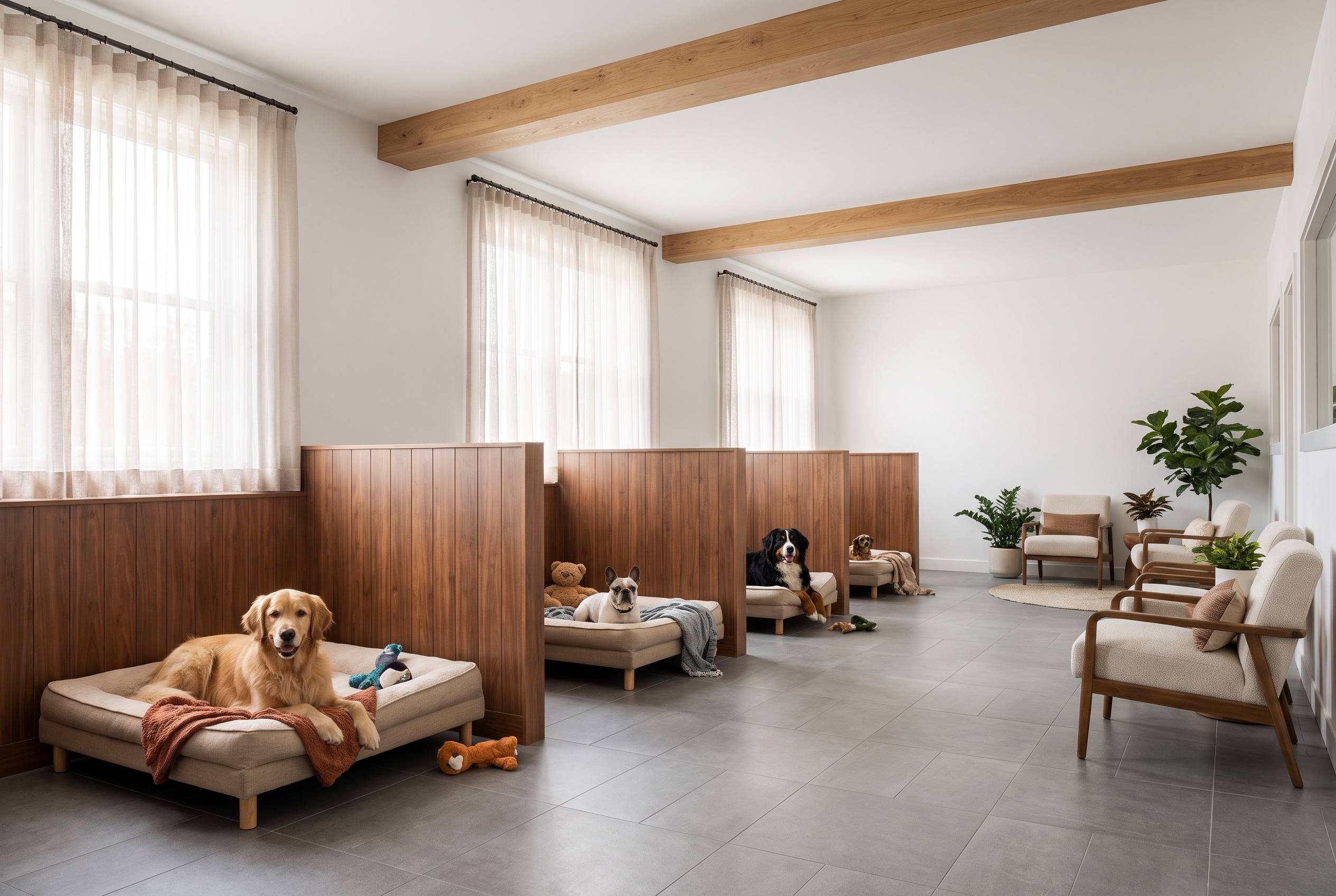 Angie's Pet Spa interior — boutique boarding facility with warm cozy suites in Pembroke Pines